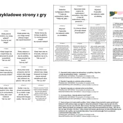 Gra planszowa z pytaniami o emocje i relacje. Zawiera karty z pytaniami, planszę z polami do zaznaczania postępów i instrukcje. Idealna do nauki radzenia sobie z trudnymi sytuacjami, np. gdy ktoś nas denerwuje, a także do ćwiczenia ciętych ripost na py...