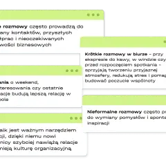 Luźne rozmowy, pytania o weekend, wakacje, czy krótkie pogawędki przy kawie to świetne tematy, o czym pisać z cruchem, by budować relacje i inspirować.