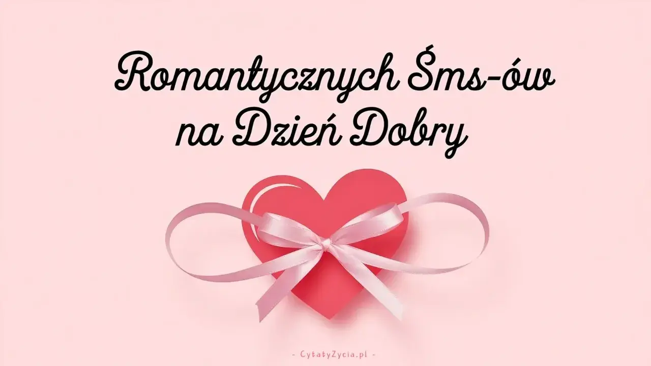 Romantyczne SMS-y na Dzień Dobry to coś miłego dla dziewczyny. Czerwone serce z różową wstążką.
